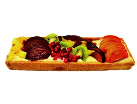 Isolated fruit cake on a white background.の写真素材