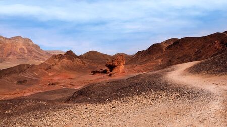 The Mushroom is natural sculpture resulted from the erosion of the red sandstone. National Park Timna in Israel.の写真素材