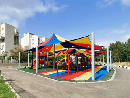 Modern playground in an Israeli city.の写真素材