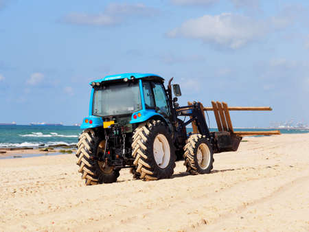 South region, Israel - March 8, 2021: LS Tractor on the beach.のeditorial素材
