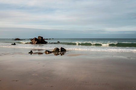 Fine sand beach in Brittanyの写真素材