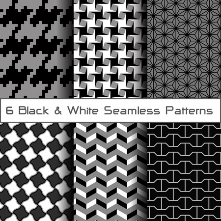 6 Black and White Seamless Patterns