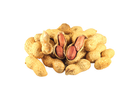 Nuts on white background, beans