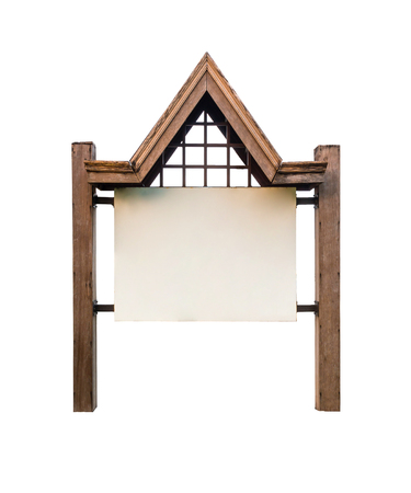 old wood label on white backgroundの写真素材