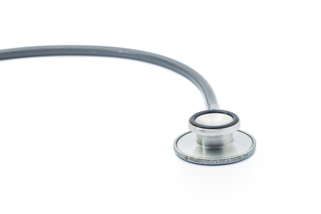 closeup old stethoscope on white backgroundの写真素材