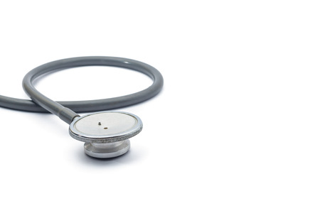 closeup old stethoscope on white backgroundの写真素材