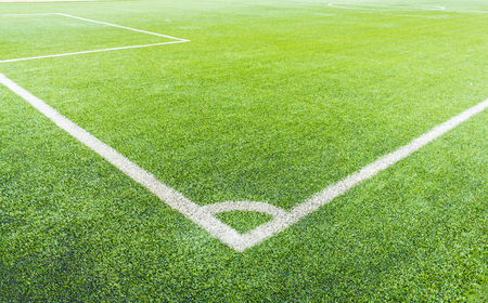 The football field corner with artificial grassの写真素材