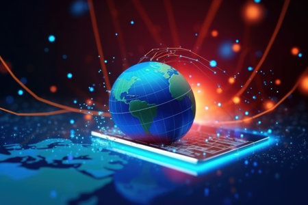 ai Online globe and payment digital marketing with global internet connection. Generative AIの素材