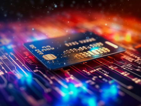 digital credit card online payment Digital internet network with global internet network connection. financial conceptの素材