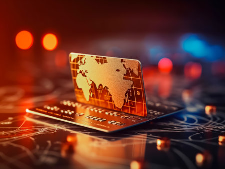 digital credit card online payment Digital internet network with global internet network connection. financial conceptの素材