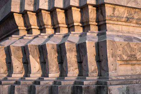 Pagoda architecture closeup at wat pra-kaew Bangkok Thailand in sunset lights.