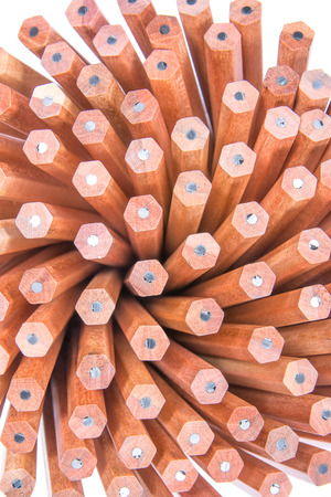 Wooden pencils isolated on white background の写真素材