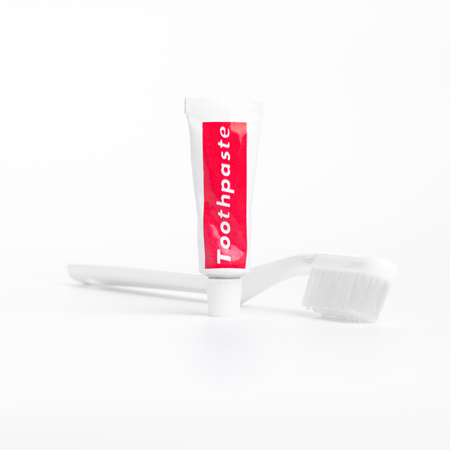 toothbrush and toothpaste isolated on white background.の写真素材