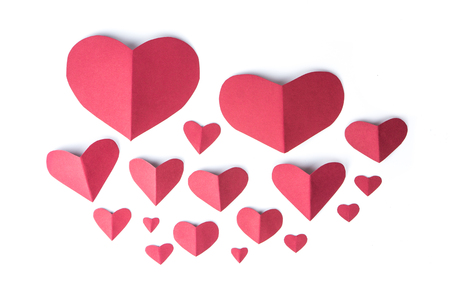 red heart paper on white backgroundの写真素材