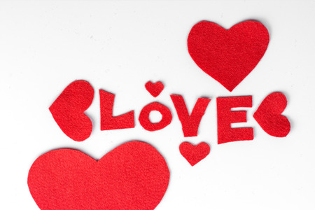 red heart fabric on white backgroundの写真素材