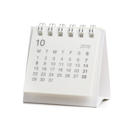 Minimal desk calendar 2018 isolated on white backgroundの写真素材