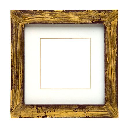 natural wood frame isolated over a white backgroundの写真素材