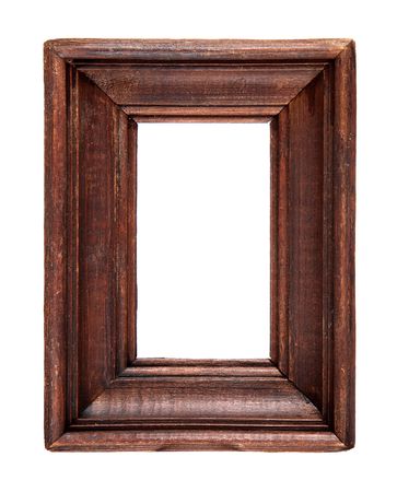 natural wood frame isolated over a white backgroundの写真素材