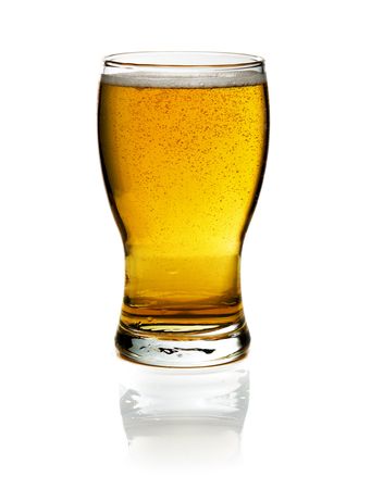 glass of beer isolated over a white backgroundの写真素材