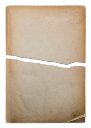 Old paper torn into two piecesの写真素材