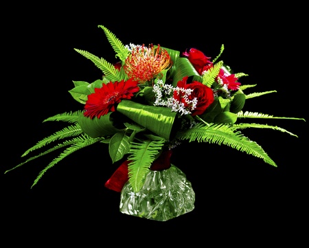 Bouquet of gerberas, roses and chrysanthemumsの写真素材