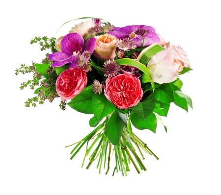 bouquet of rose, Paeonia(peony) and orchidの写真素材