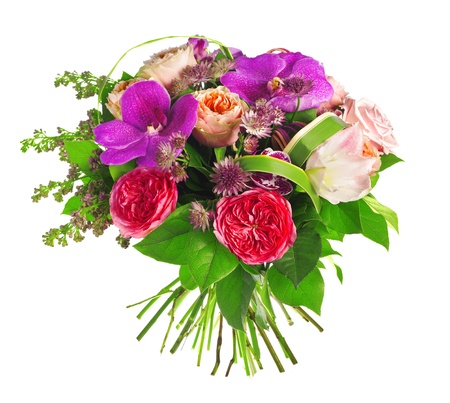 bouquet of rose, paeonia and orchidの写真素材