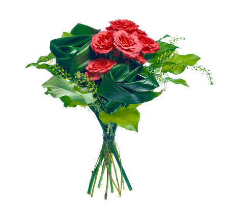 bouquet of roses and leavesの写真素材