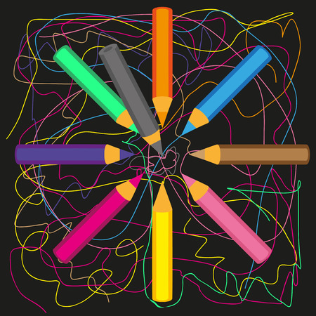 colored pencilsのイラスト素材