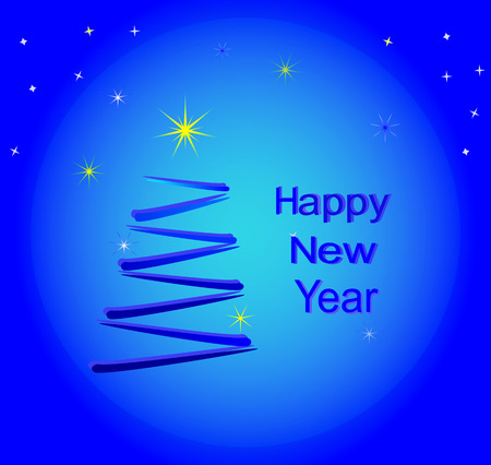 unusual Christmas tree and star on a blue background with new yearのイラスト素材