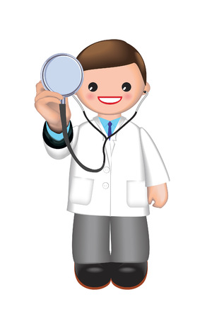 Smiling young physician holding a stethoscope in his handのイラスト素材