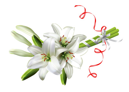 Bouquet of lilies isolated on a white background.のイラスト素材