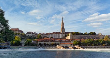 Panorama of old town of Bern, Switzerland in sunny summer afternoon.