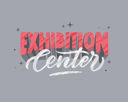 Exhibition center hand drawn vector illustration. Retro styleのイラスト素材