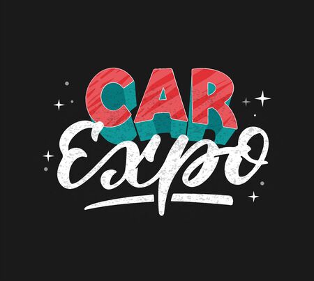 Car expo logo hand drawn vector illustration. Vintage styleのイラスト素材