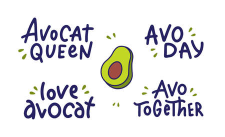 Set of avocado lettering phrases - Love avocadoのイラスト素材