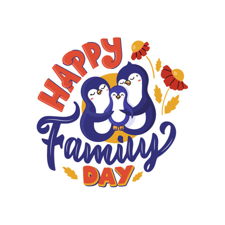 The set of retro lettering phrases is about family.のイラスト素材