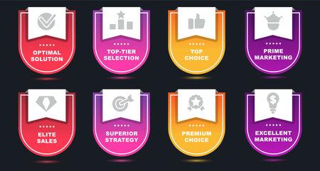 Shield badges set with icons for advertising, marketing and best sales, emblem for businessのイラスト素材