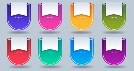 Set of gradient shield templates for advertising text and certificates, design for businessのイラスト素材