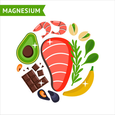 The food vitamins, magnesium vector set, flat designのイラスト素材