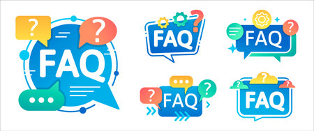 FAQ Banners with Question Marks. Help Center and Support Design with Textのイラスト素材