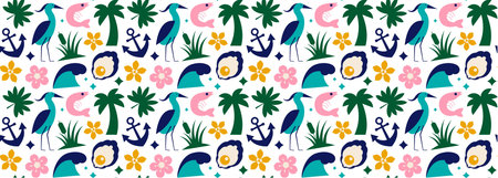 South Carolina USA Seamless Pattern with Geometric Colorful Tropical Background