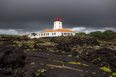 <p>Lighthouse on a cloudy day in Azores Island, Portugal</p>の写真素材