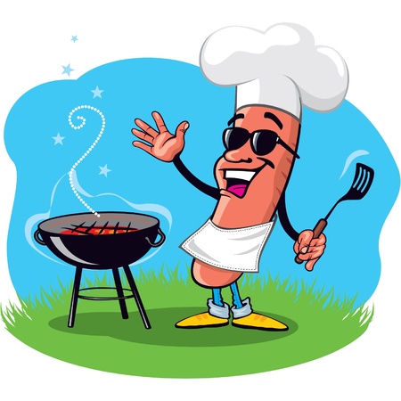 Cool Barbecue Hot Dog with Grillのイラスト素材