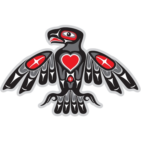 Eagle in Native Indian Style with Heart Shape のイラスト素材