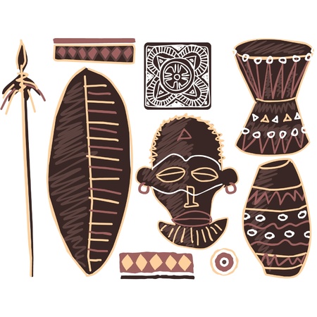 Vector Set of African Elementsのイラスト素材
