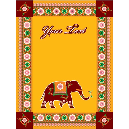 Vector Indian (Hindu) Template with Copy Space and Elephantのイラスト素材