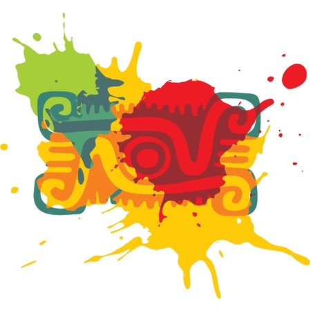  Mexican Design Element. Paint splats. のイラスト素材