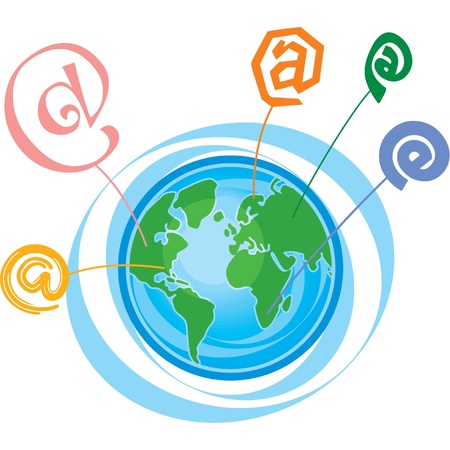 Earth with E-mail Communication Symbolsのイラスト素材