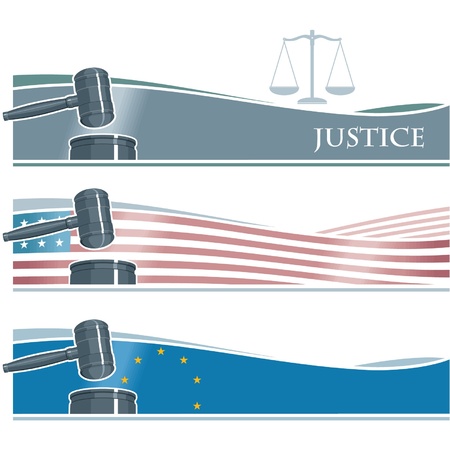 Judge Gavel on Flags Background のイラスト素材